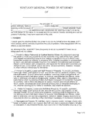 Kentucky General Power Of Attorney Form Template