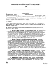 Missouri General Financial Power Of Attorney Form Template