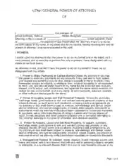 Utah General Power Of Attorney Form Template