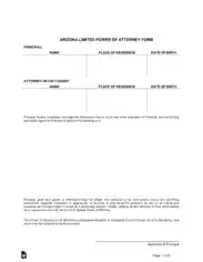 ArizonaLimited Power Of Attorney Form Template