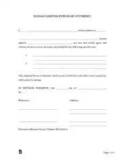 Kansas Limited Power Of Attorney Form Template