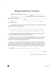 Michigan Limited Power Of Attorney Form Template