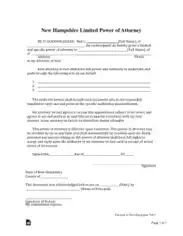 New Hampshire Limited Power Of Attorney Form Template