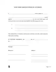 New York Limited Power Of Attorney Form Template