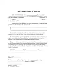 Ohio Limited Power Of Attorney Form Template