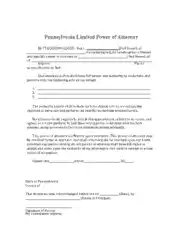 Pennsylvania Limited Power Of Attorney Form Template