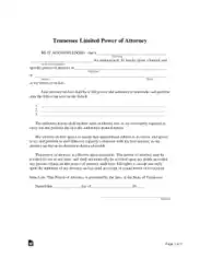 Tennessee Limited Power Of Attorney Form Template