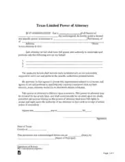 Texas Limited Power Of Attorney Form Template