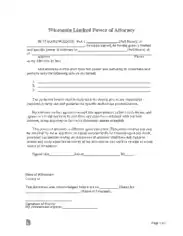 Wisconsin Limited Power Of Attorney Form Template