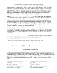 Connecticut Medical Power Of Attorney Health Care Representative Form Template