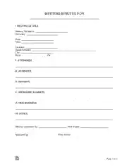 Sample Meeting Minutes Form Template