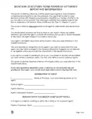 Montana Durable Statutory Power Of Attorney Form Template