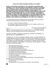 Texas Statutory Durable Power Of Attorney Form Template