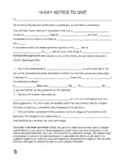 Free Download PDF Books, 10 Day Eviction Notice To Quit Form Template