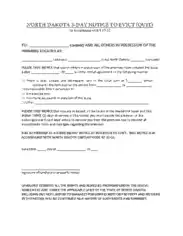 North Dakota Notice To Evict Quit 3 Days Form Template