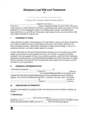 Delaware Last Will And Testament Form Template