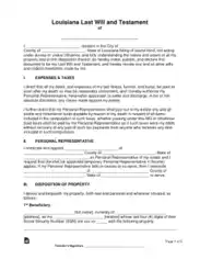Louisiana Last Will And Testament Form Template