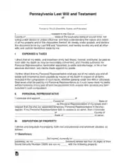 Pennsylvania Last Will And Testament Form Template
