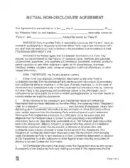 Mutual Non Disclosure Agreement NDA Form Template