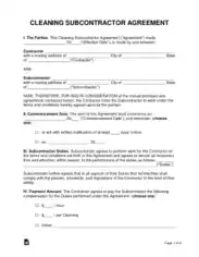 Free Download PDF Books, Cleaning Subcontractor Agreement Form Template