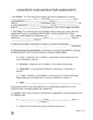 Free Download PDF Books, Concrete Subcontractor Agreement Form Template