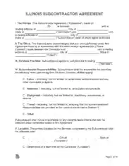 Illinois Subcontractor Agreement Form Template