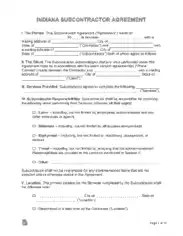 Indiana Subcontractor Agreement Form Template