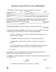 Kansas Subcontractor Agreement Form Template