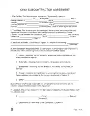 Ohio Subcontractor Agreement Form Template