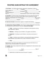 Roofing Subcontractor Agreement Form Template