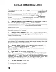 Kansas Commercial Lease Agreement Form Template