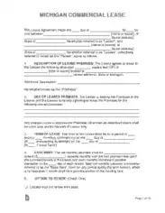 Michigan Commercial Lease Agreement Form Template