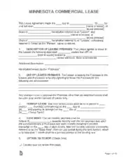 Minnesota Commercial Lease Agreement Form Template