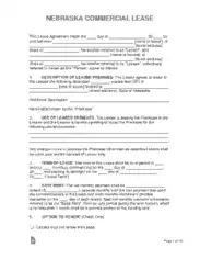Free Download PDF Books, Nebraska Commercial Lease Agreement Form Template