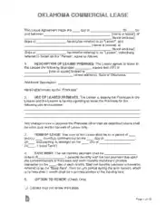 Oklahoma Commercial Lease Agreement Form Template