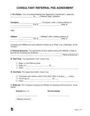 Consultant Referral Fee Agreement Form Template
