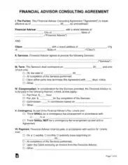 Financial Advisor Consultant Agreement Form Template
