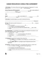 Human Resources Consultant Agreement Form Template