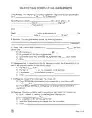 Marketing Consultant Agreement Form Template