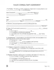 Sales Consultant Agreement Form Template