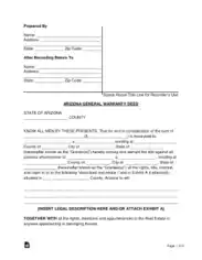 Free Download PDF Books, Arizona General Warranty Deed Form Template
