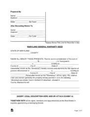 Free Download PDF Books, Maryland General Warranty Deed Form Template