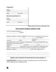 Free Download PDF Books, North Dakota General Warranty Deed Form Template