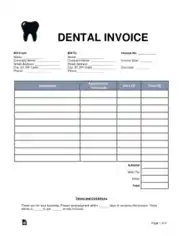 Dental Invoice Form Template