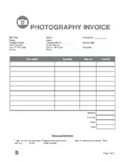 Photography Invoice Form Template