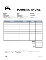 Free Download PDF Books, Plumbing Invoice Form Template