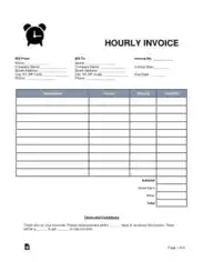 Free Download PDF Books, Sample Hourly Invoice Form Template