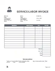 Service Labor Invoice Form Template
