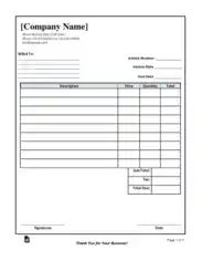 Vendor Invoice Form Template
