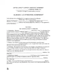 Free Download PDF Books, Alabama Multi Member LLC Operating Agreement Form Template